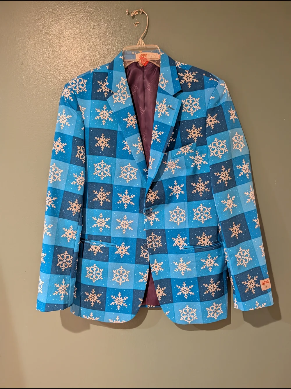 OppoSuits Blue Snowflake Suit With Tie And Hat